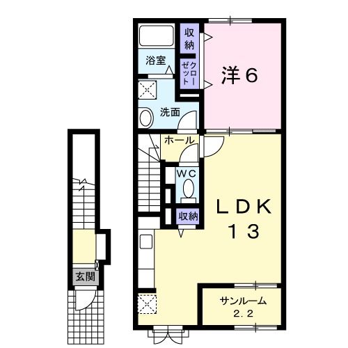 新潟市北区濁川のアパートの間取り