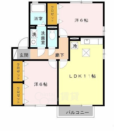 川西市見野のアパートの間取り