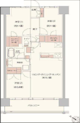 クレストフォルム柏サウスウイングの間取り