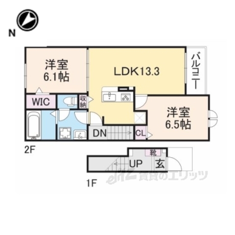 東近江市建部日吉町のアパートの間取り