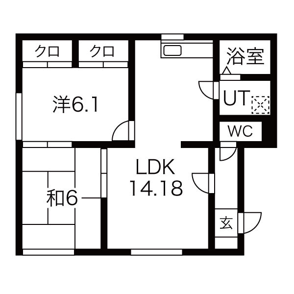 札幌市北区新川一条のアパートの間取り