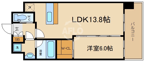 大阪市浪速区元町のマンションの間取り