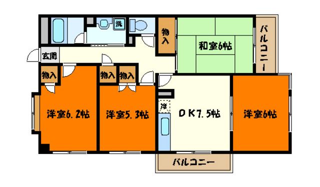 八王子市東浅川町のマンションの間取り