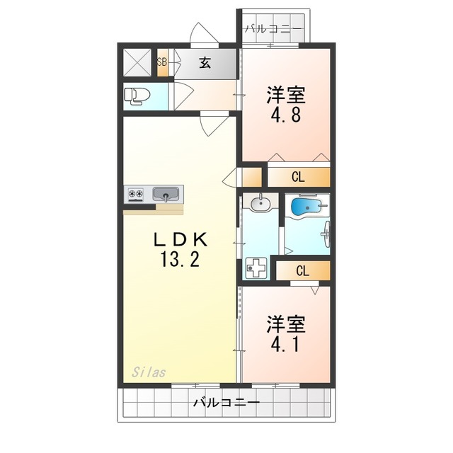 メゾンシュシュ大宮の間取り