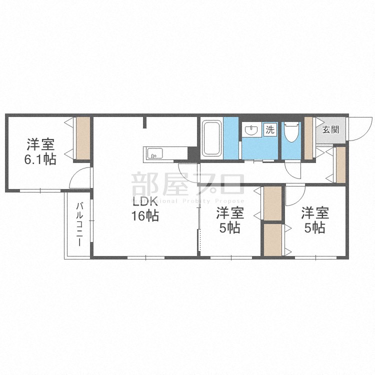 札幌市豊平区月寒中央通のマンションの間取り