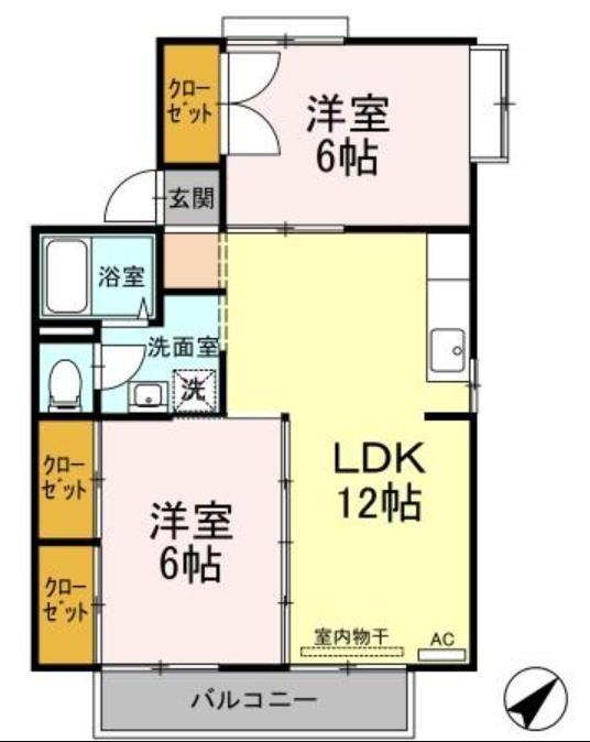 廿日市市佐方のアパートの間取り