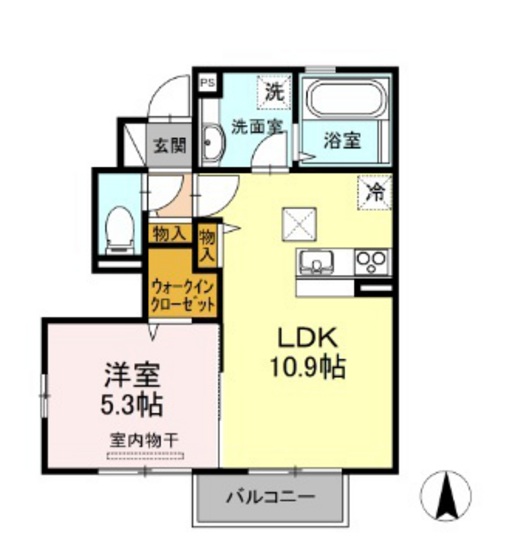 岡山市中区長岡のアパートの間取り