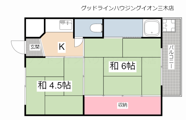 ビレッジハウス朝日ヶ丘1号棟の間取り