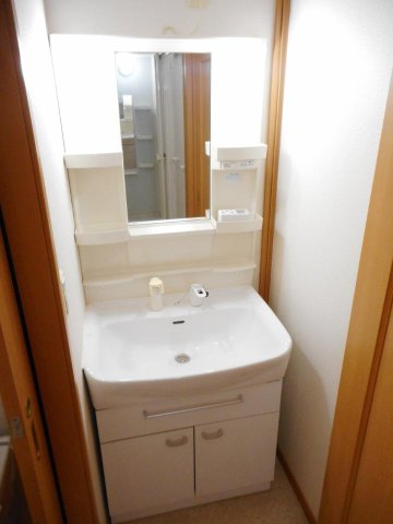 洗面設備　スペースが確保できる洗面所です