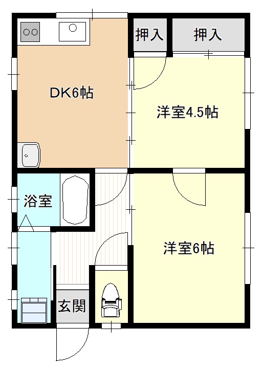 竹原市塩町のアパートの間取り