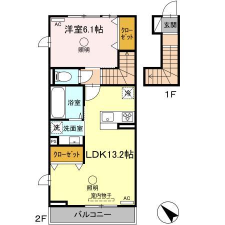 熊本市東区保田窪本町のアパートの間取り