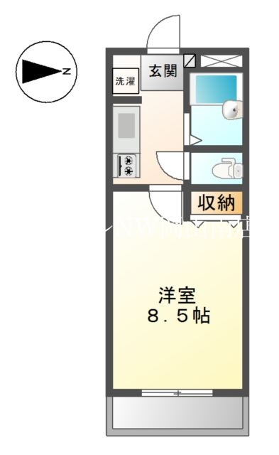 岡山市北区下中野のマンションの間取り