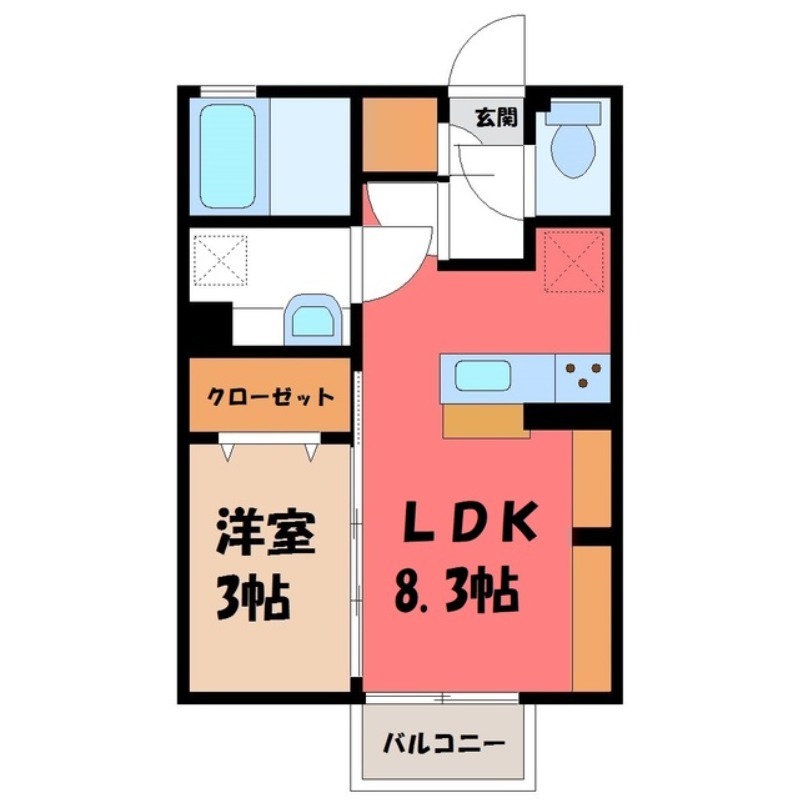 栃木市大宮町のアパートの間取り