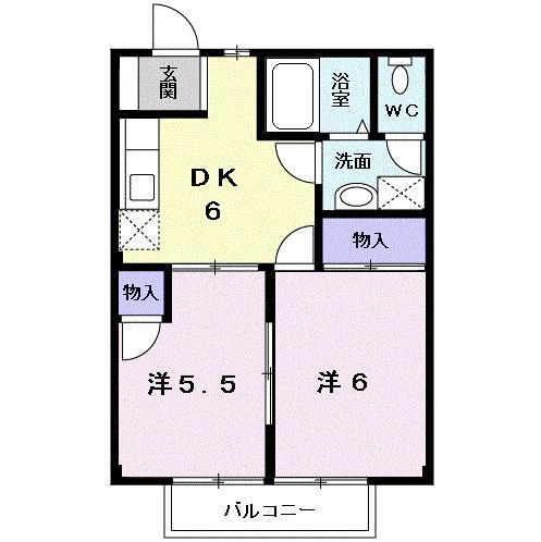 仙台市青葉区上愛子のアパートの間取り