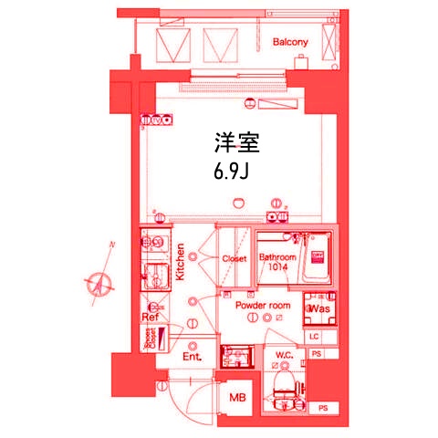 横浜市南区浦舟町のマンションの間取り