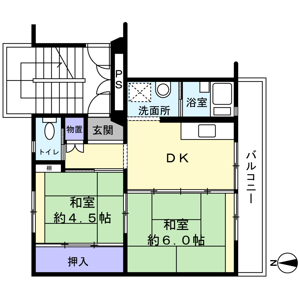 ビレッジハウス松園1号棟の間取り