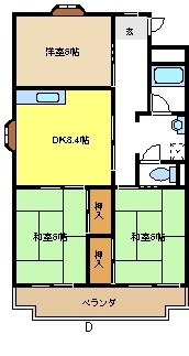 名古屋市天白区保呂町のマンションの間取り