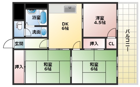 富田林市若松町西のマンションの間取り