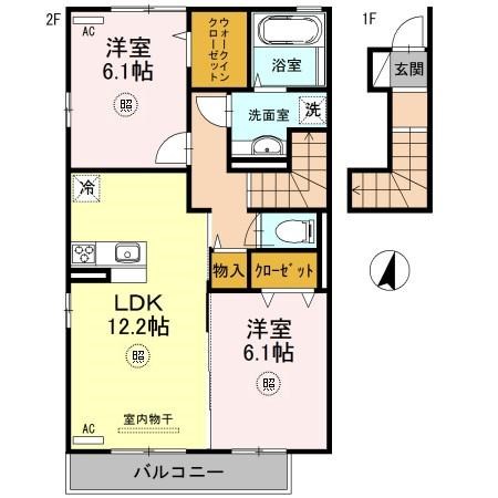 神戸市垂水区名谷町のアパートの間取り