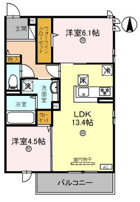 （仮称）草津市東矢倉４丁目D-ROOM　B棟の間取り