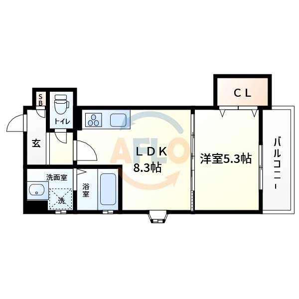 大阪市西成区山王のアパートの間取り