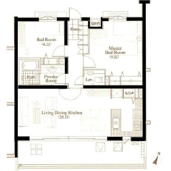 世田谷区用賀のマンションの間取り