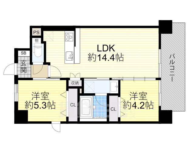 吹田市穂波町のマンションの間取り