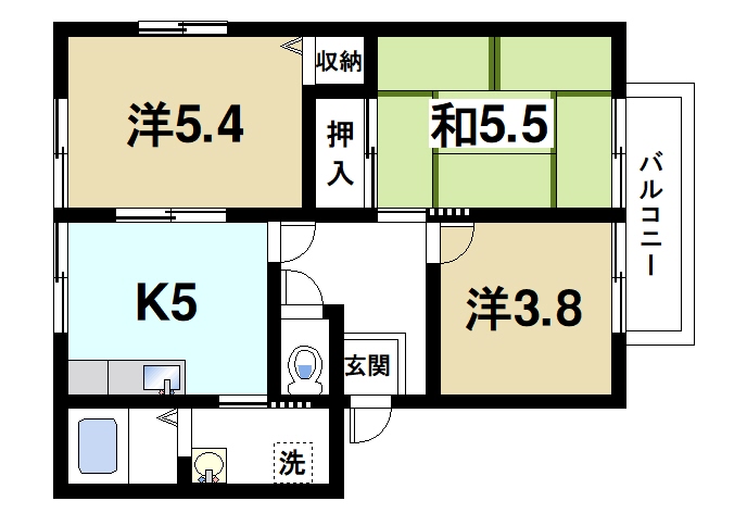 木津川市兜台のアパートの間取り