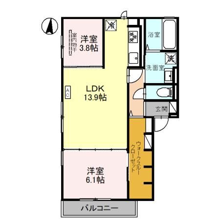 大阪市生野区巽南のアパートの間取り