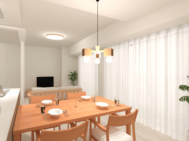 居室・リビング　室内完成予想ＣＧ（床・建具のカラーは異なる場合あります）