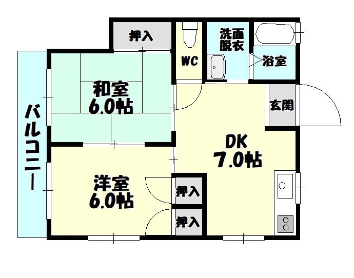 ＪＲ香椎線 宇美駅 徒歩14分 2階建 築44年の間取り写真
