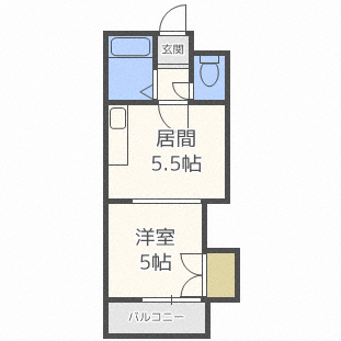 札幌市北区北二十二条西のマンションの間取り