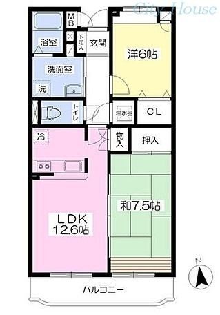 日野市旭が丘のマンションの間取り