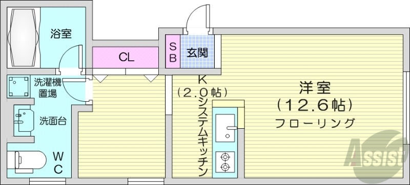 札幌市中央区南十六条西のマンションの間取り