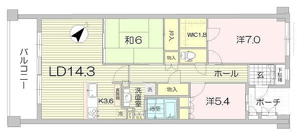 メゾンヴェールつくば　５０５号室の間取り