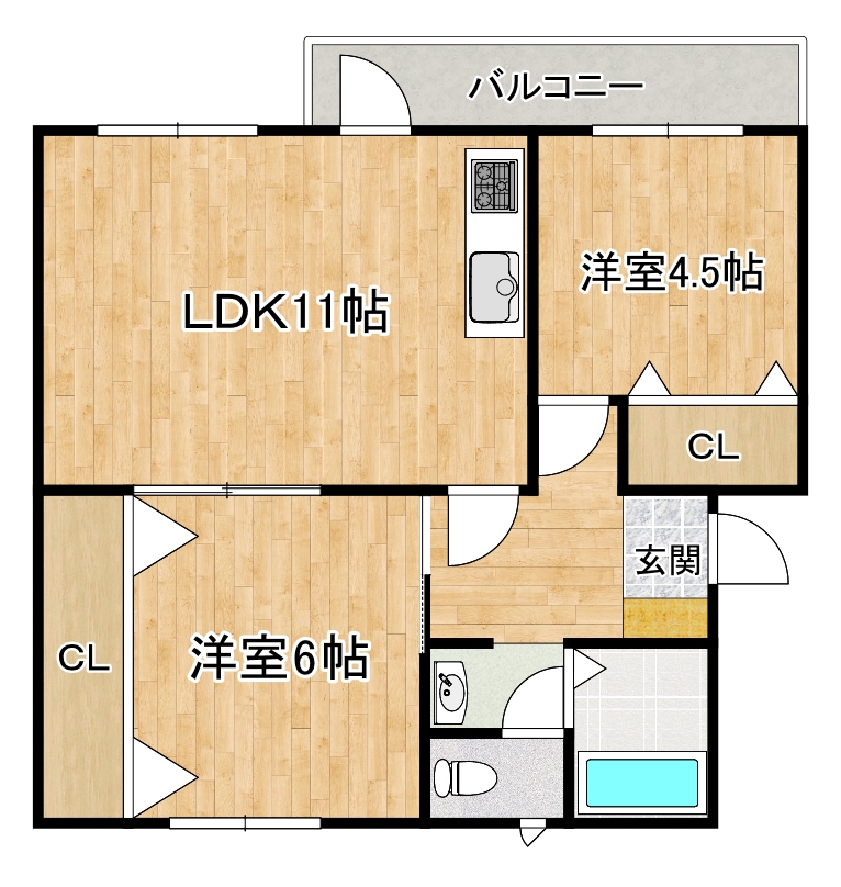 国土コーポ諏訪ノ森　Ｂ棟の間取り