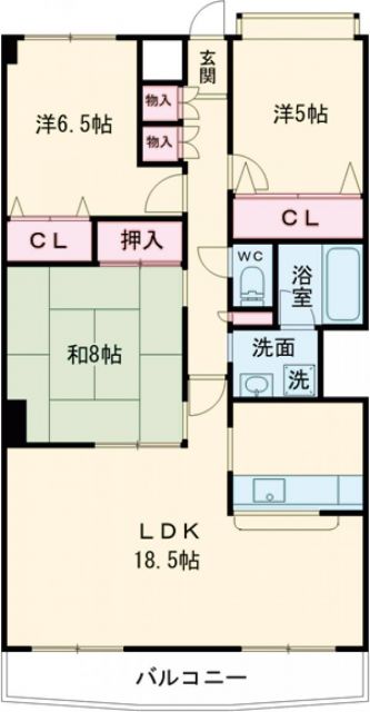 津市一身田上津部田のマンションの間取り