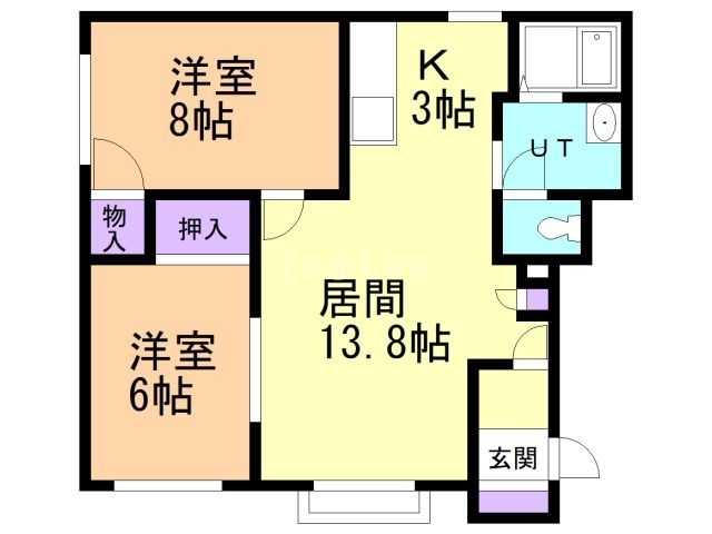 札幌市東区北三十七条東のアパートの間取り