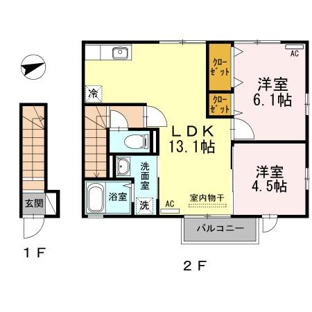 雲南市木次町新市のアパートの間取り