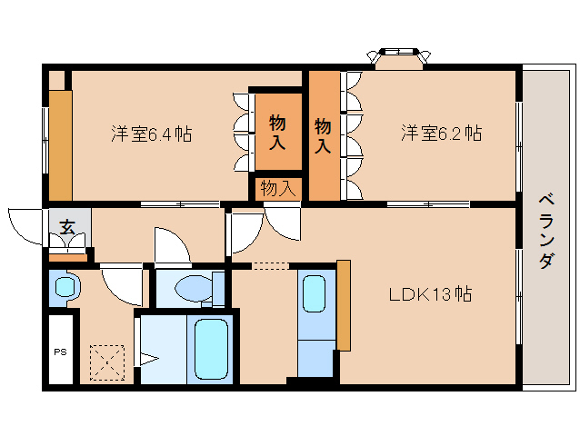 木津川市梅美台のマンションの間取り