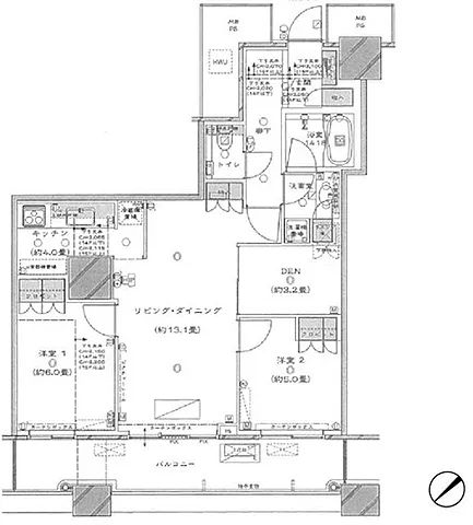 中央区勝どきのマンションの間取り