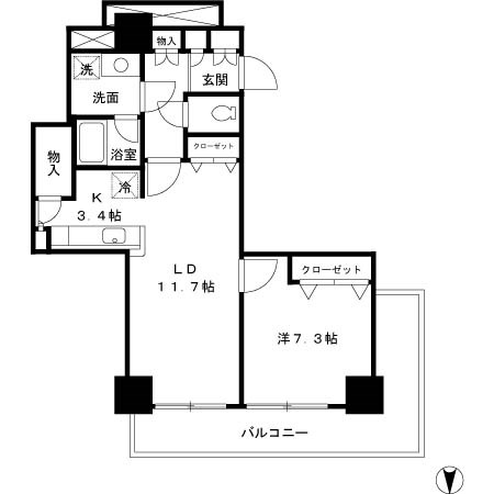 横浜市西区みなとみらいのマンションの間取り