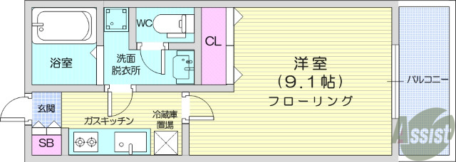 仙台市青葉区川内大工町のマンションの間取り