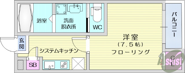 仙台市若林区大和町のアパートの間取り