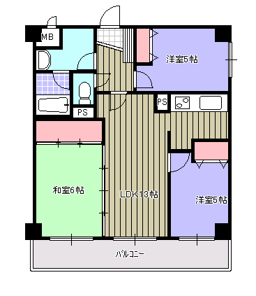 ジュウェル西下台　Bの間取り