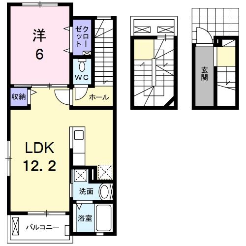 鈴鹿市東玉垣町のアパートの間取り