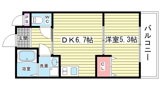 豊中市西緑丘のアパートの間取り