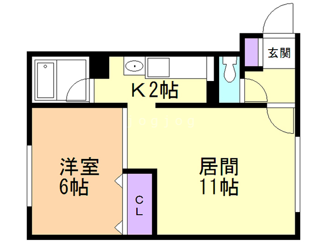 札幌市西区八軒四条東のアパートの間取り