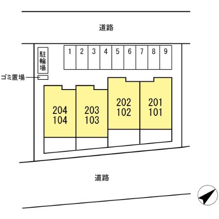 【広島市安佐南区大塚西のアパートの駐車場】