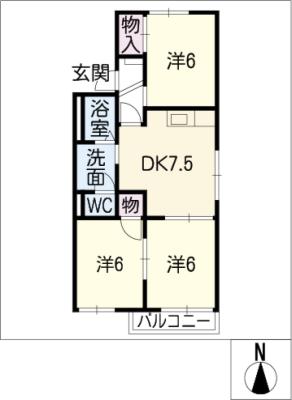 ディアス田中　Ｆ棟の間取り